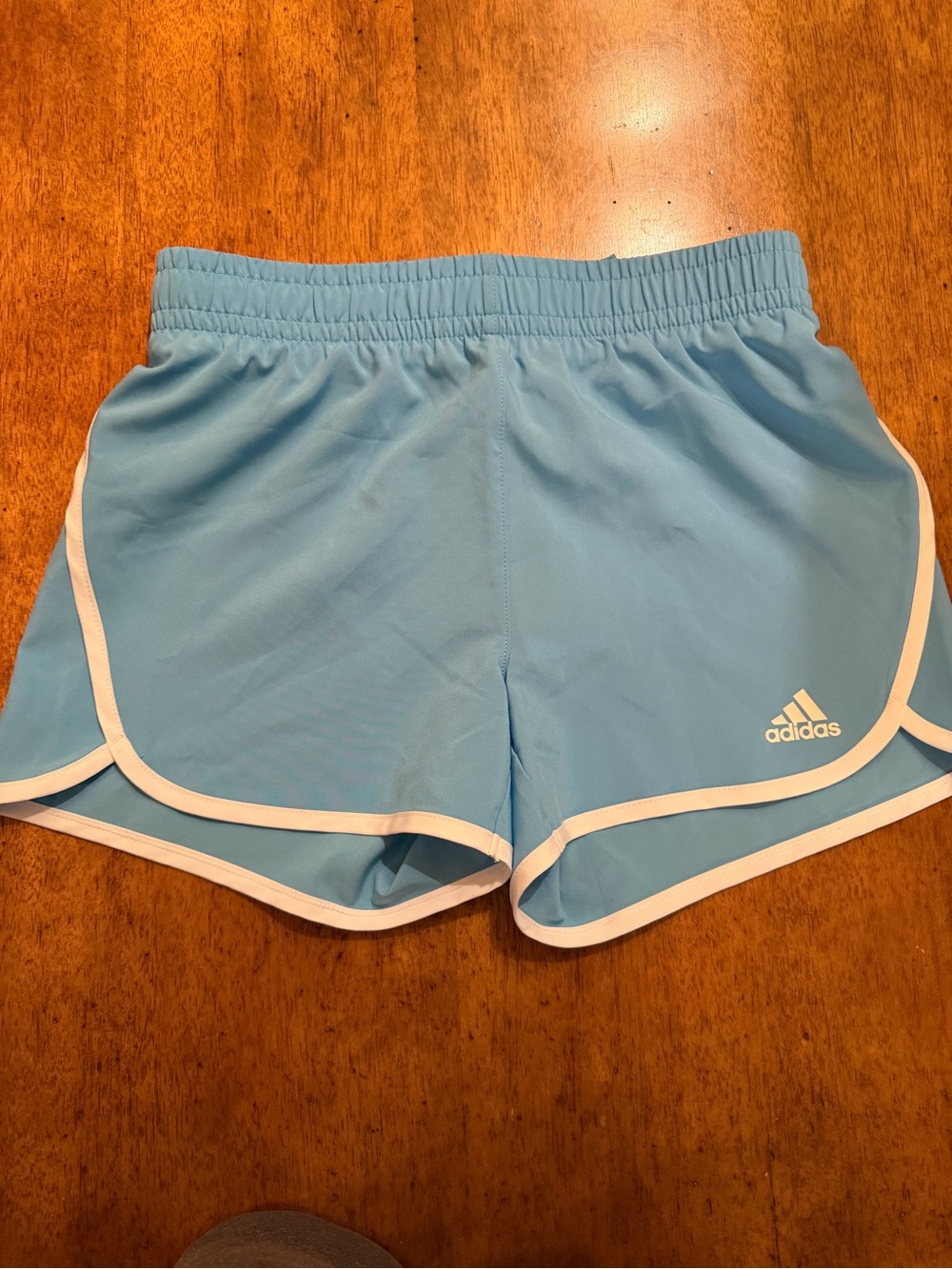 adidas girls medium 10/12  Sky Blue Athletic Shorts with White Trim NWT
